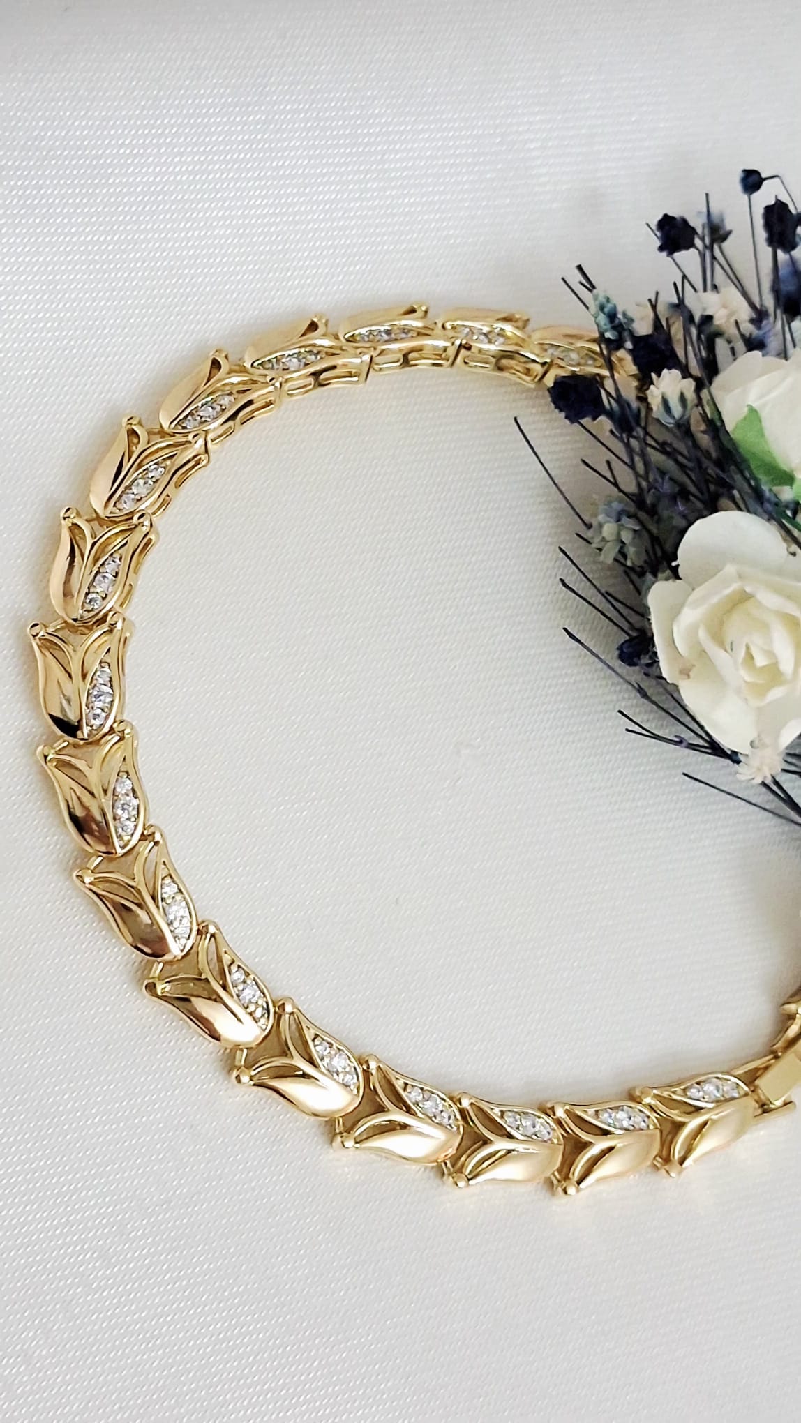 XUPING Bileklik - Lale Motifli ve Minik Taş Detaylı